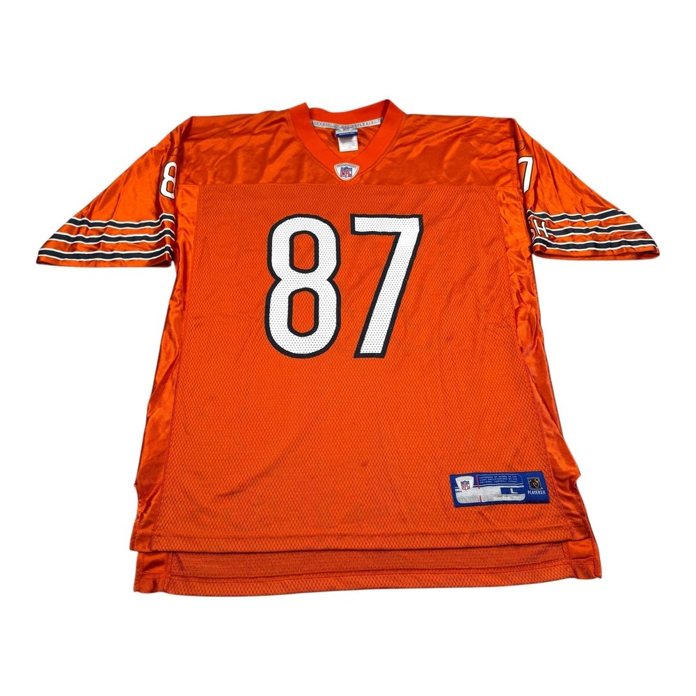 Chicago Bears Football Jersey Mens Large Orange NFL Reebok Muhammad 87 On Field